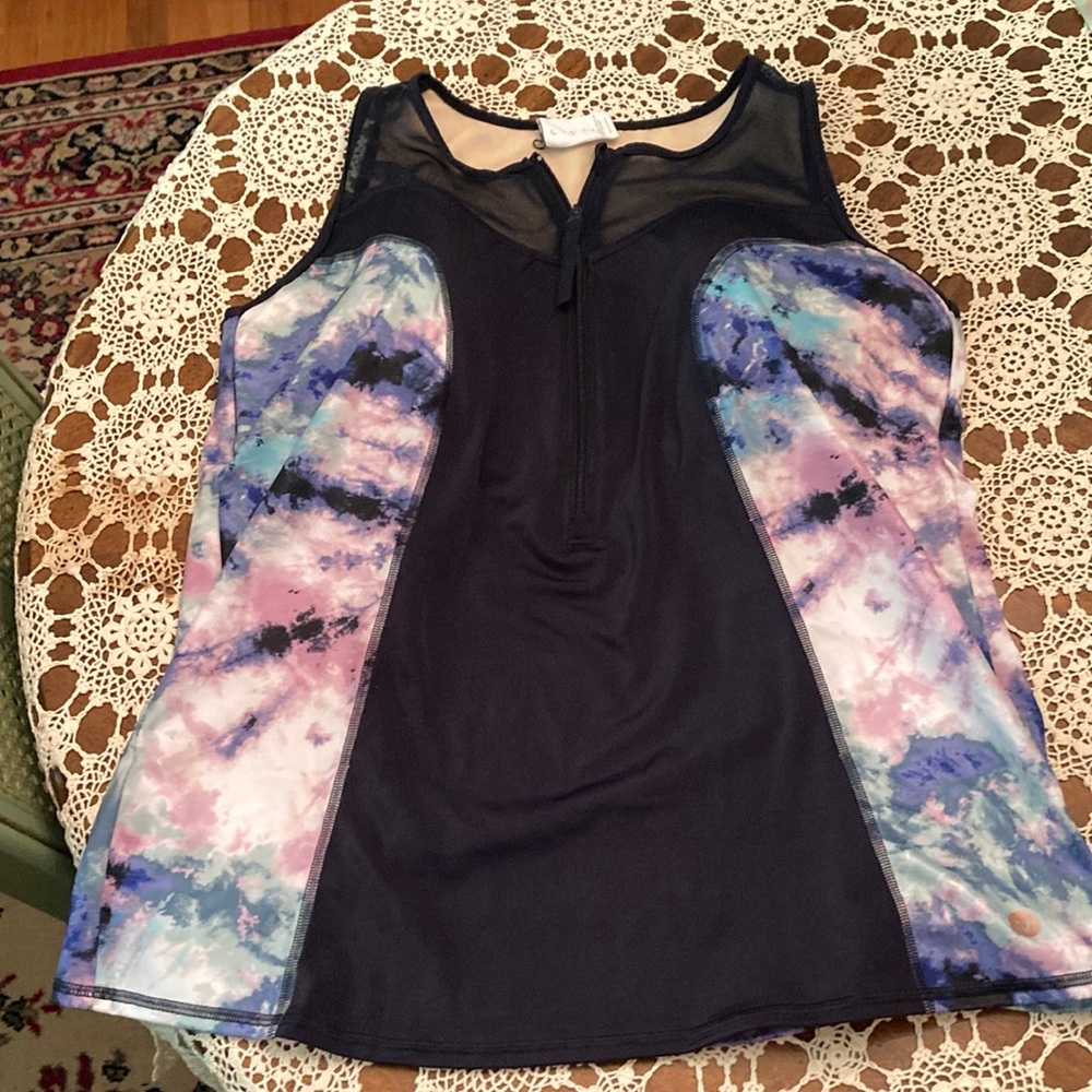 Swim 16 Livi Active Black and Pink Zip up Tankini